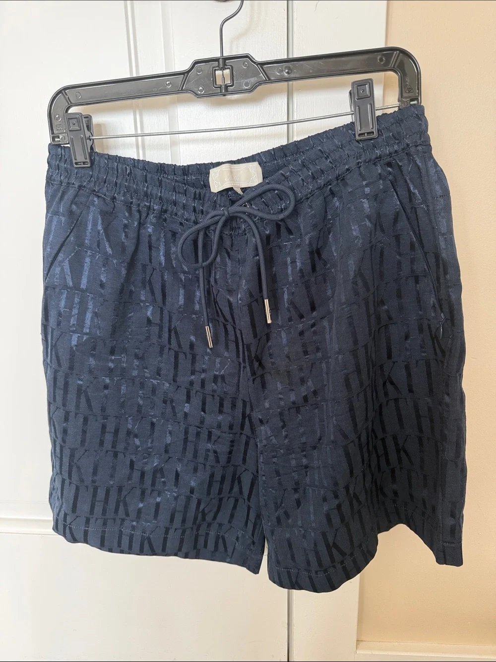 Kith Navy Jacquard Logo Drawstring Shorts Sz M
